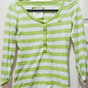 Abercrombie&Fitch Green White Striped Tee